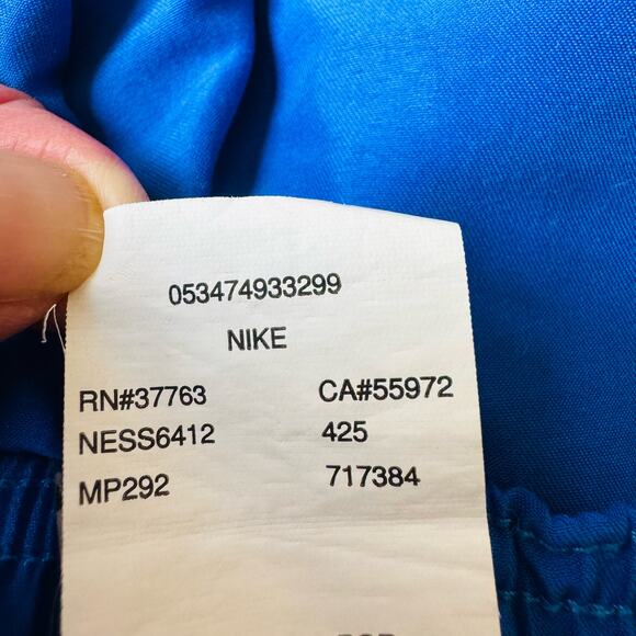 NIKE Swoosh Elastic Drawstring Lined Board Shorts Cargo Blue Swim Trunks Small - Picture 7 of 9